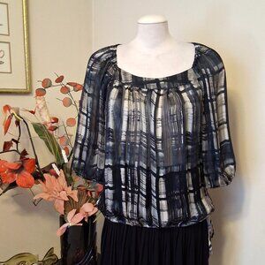 New Multi Color Printed Tunic Summer Top ¾ Sleeve Blouse Size 10